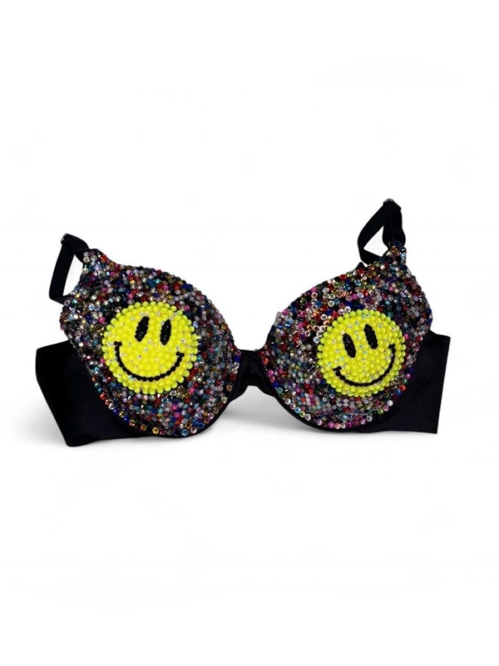 32A Black Swirls Crystal Glam Fancy Bling Wireless Bra Top New